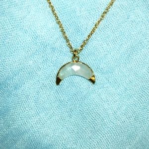 3-9 white stone moon in goldtone setting nice chain